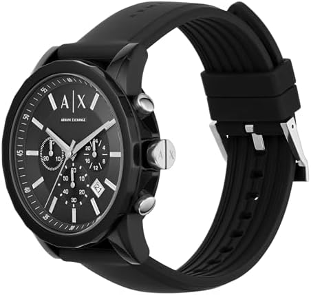 Armani Exchange Outerbanks AX1326 Men's Chronograph Watch – Black Dial with Black Silicone Strap