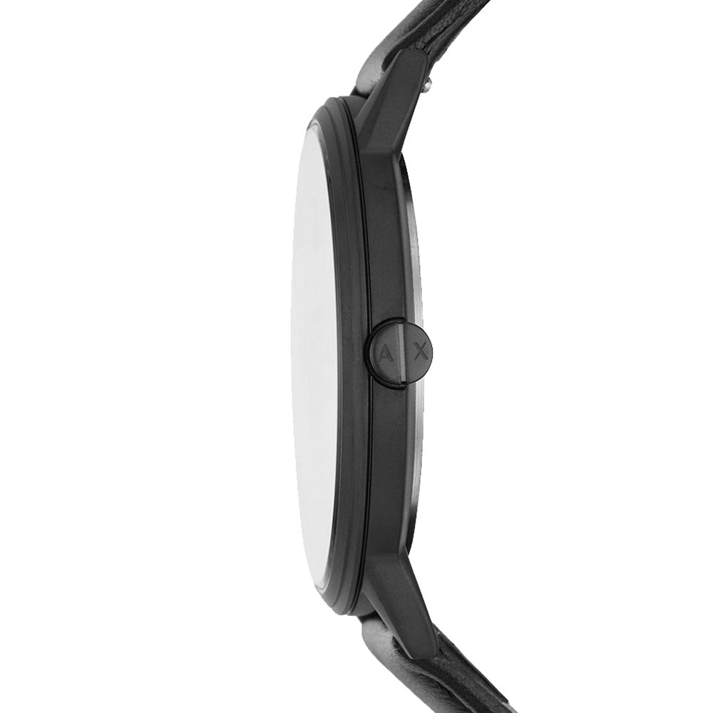 Armani Exchange Cayde AX7120 Men's Analog Watch – Black Dial with Black Leather Strap