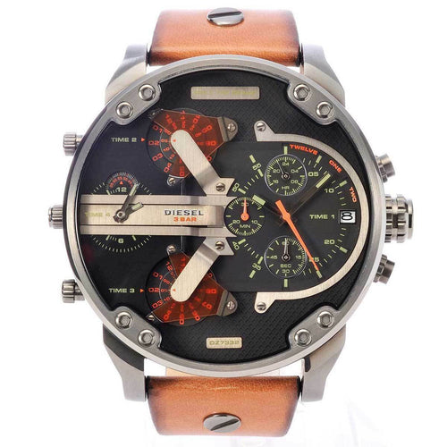 Diesel DZ7332 Mr. Daddy 2.0 Chronograph Men's Watch – Black Dial & Brown Leather Strap